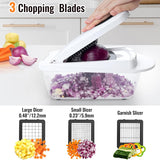 8 Blade All-in-1 Vegetable Chopper Mandoline Slicer with Container, Food Chopper, Onion Chopper, Veggie Cutter for Salad, Kitchen Gadgets Accessories Essentials, White